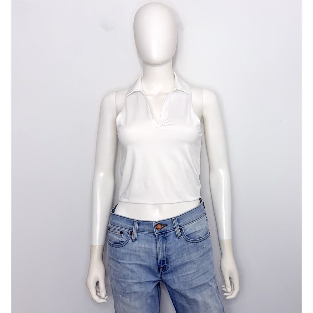 Lucky in Love Tank Top Womens S White Sleeveless High Neck Breathable NWOT